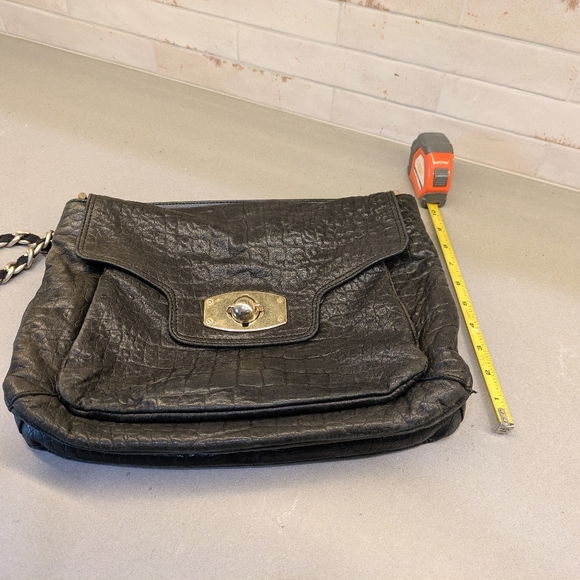 Furla Guggenheim Shoulder Bag in Black Leather Embossed as Crocodile - Picture 11 of 12